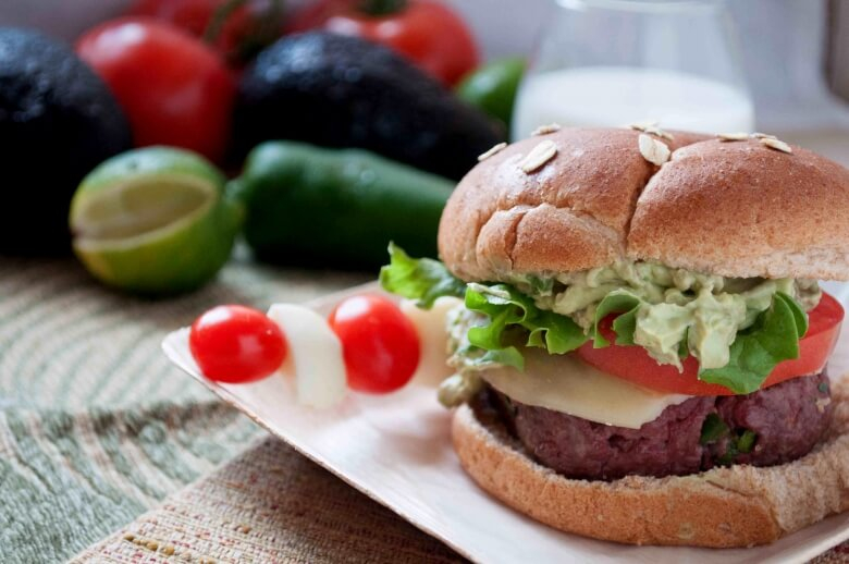 Poblano Pepper Burgers with Cilantro Lime Avocado Sauce Featured Image