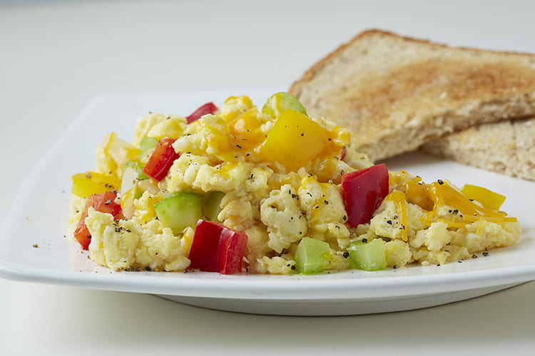 Cheesy Bell Pepper Scrambled Eggs Featured Image