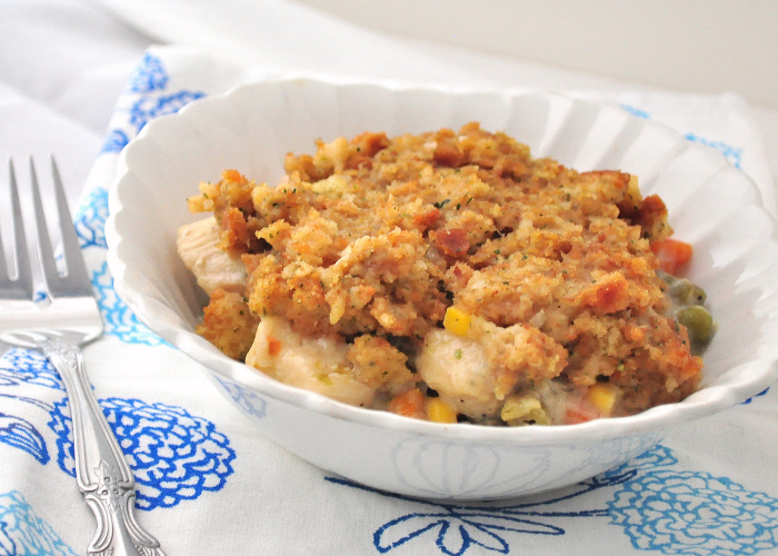 Turkey and Vegetable Casserole with Stuffing Crust Featured Image